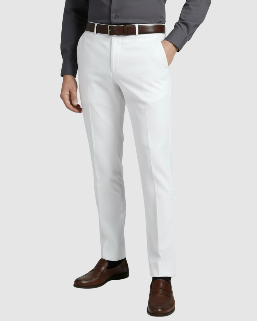 EternZiv Classic White Men’s Formal Pant, premium office wear, luxury mens fashion