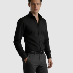 EternZiv Signature Black Men’s Formal Shirt, premium formal menswear, stylish office shirt