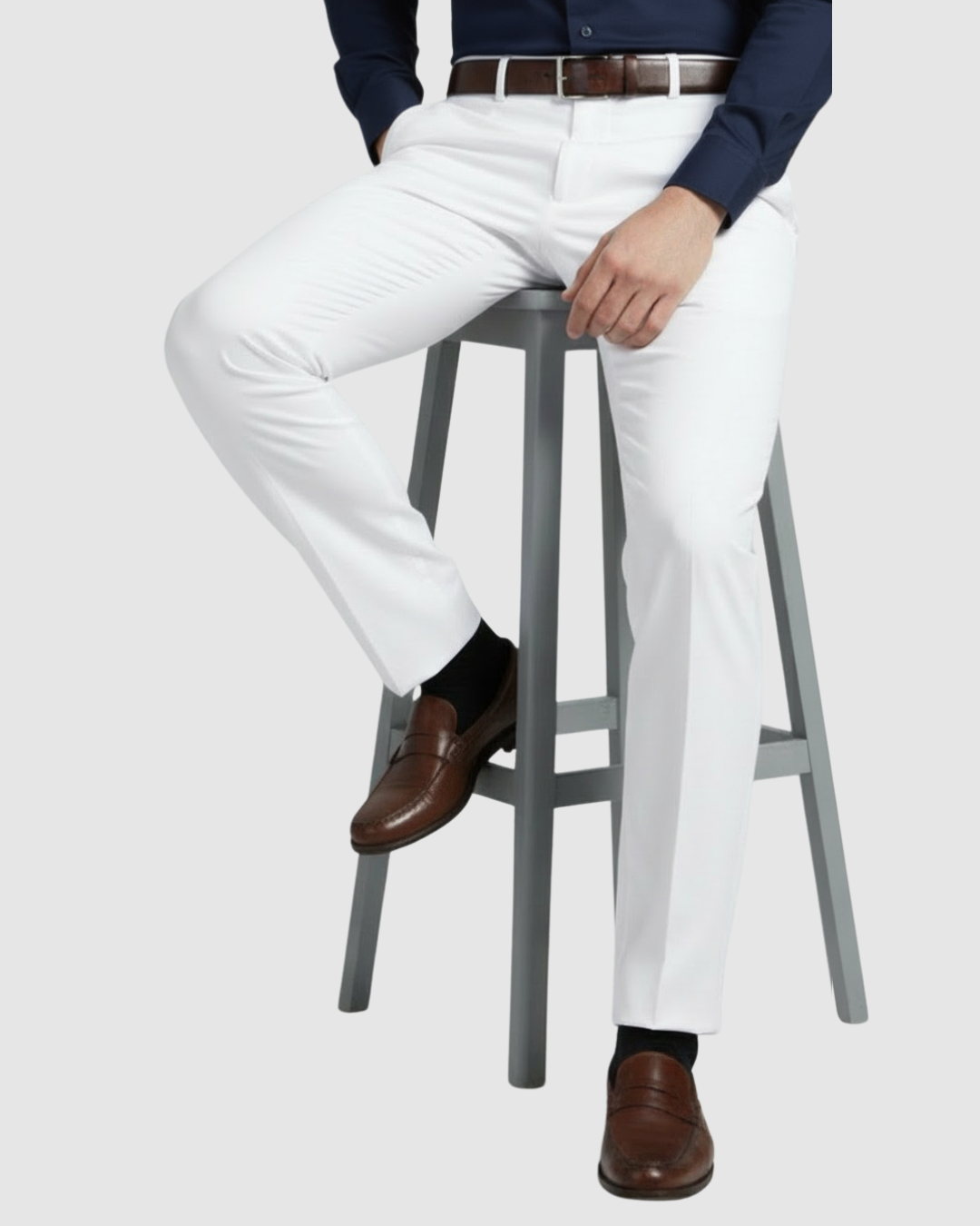 EternZiv Classic White Men’s Formal Pant, premium office wear, luxury mens fashion