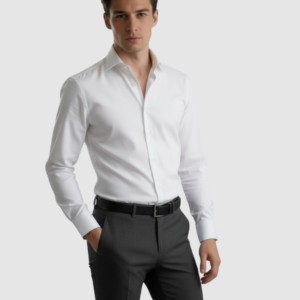 EternZiv White Men’s Formal Shirt, classic office wear, premium men couture