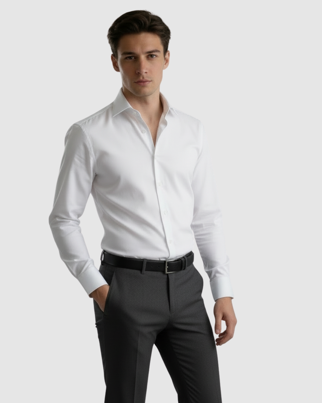 EternZiv White Men’s Formal Shirt, classic office wear, premium men couture