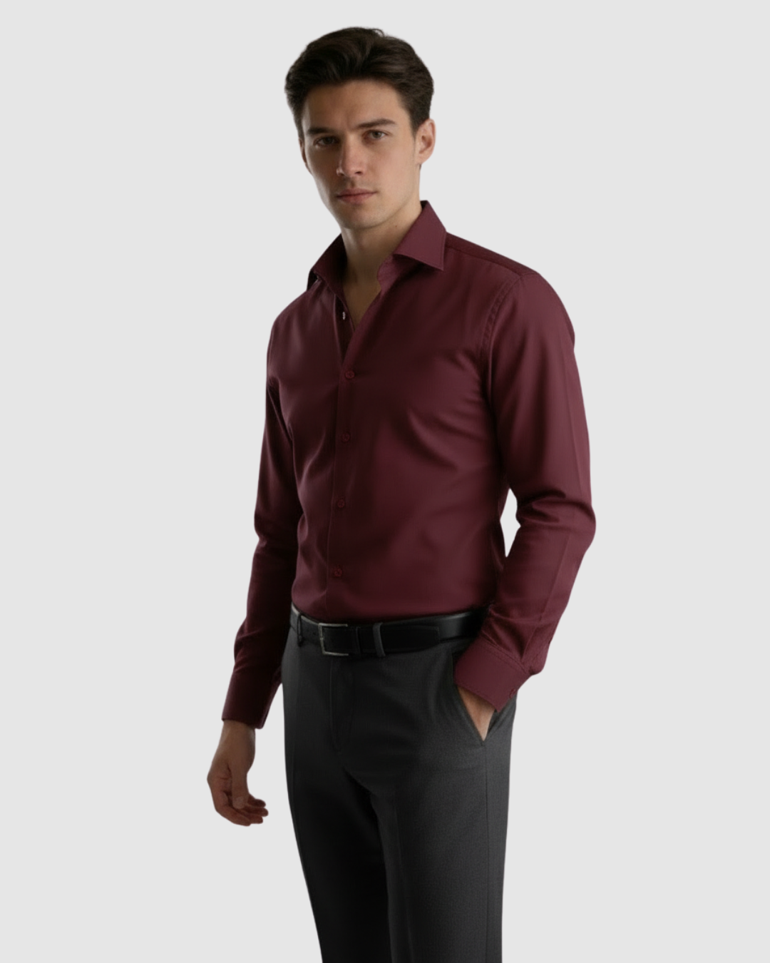 EternZiv Signature Burgundy Men’s Formal Shirt, luxury mens fashion, formal office attire