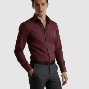 EternZiv Signature Burgundy Men’s Formal Shirt, luxury mens fashion, formal office attire