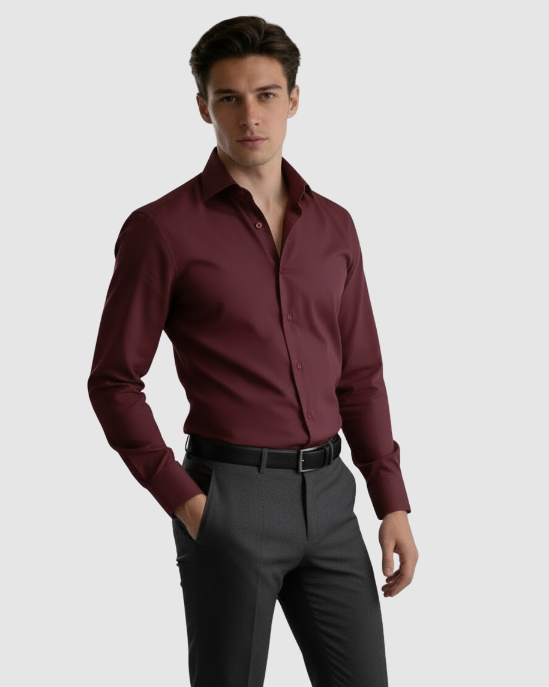 EternZiv Signature Burgundy Men’s Formal Shirt, luxury mens fashion, formal office attire